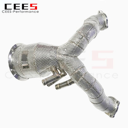 CEES Downpipe for Porsche Cayenne 970 2.9 3.0 2017- Exhaust System Downpipe SS304 Performance Exhaust Downpipe with Catalyst