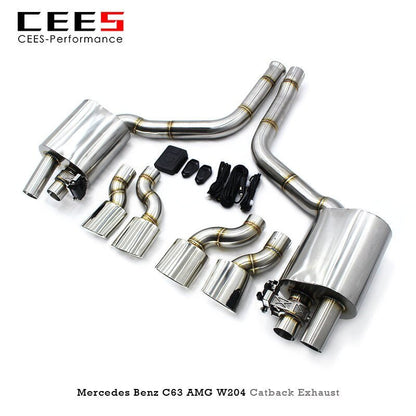 CEES Catback Exhaust For Mercedes-Benz C63 AMG W204 6.2 2012-2015 Exhaust Pipe Muffler 304 Stainless Steel Exhaust System