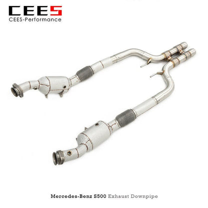 CEES Downpipe for Mercedes-Benz S320/S400/S450/S500 2014-2018 High Flow Catted Performance catalytic converter Exhaust Downpipe