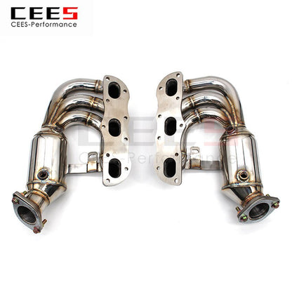 CEES Exhaust System For Porsche 981 Boxster Cayman Headers Stainless Steel Test Pipe No cat Downpipe Stainless Steel Car Parts