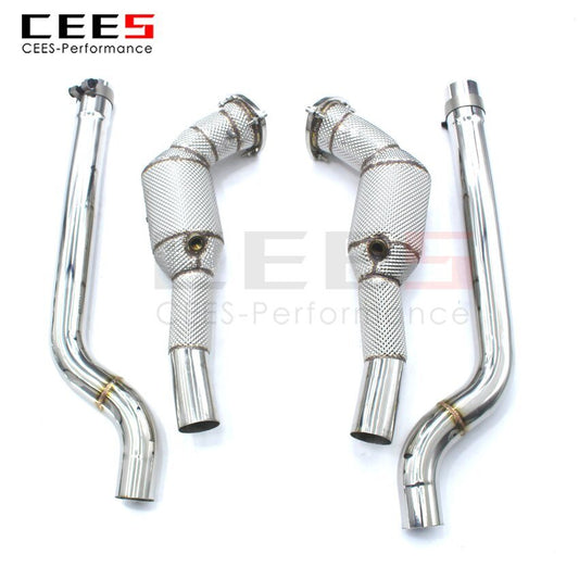 CEES Exhaust System For Maserati GT 4.2 Headers With Catalyst Test Pipe Converter High Flow Catted Downpipe Car Accessories