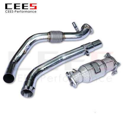 CEES Exhaust System For Audi A4b9 2.0 349 319 Headers With Catalyst Test Pipe Converter High Flow Catted Exhaust Downpipe