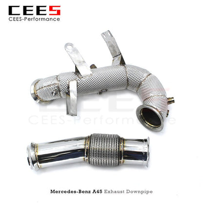 CEES Performance Downpipe for Mercedes-Benz A45 CLA45 National 6 2.0T Downpipe Exhaust System with Heat Shield Exhaust Downpipe