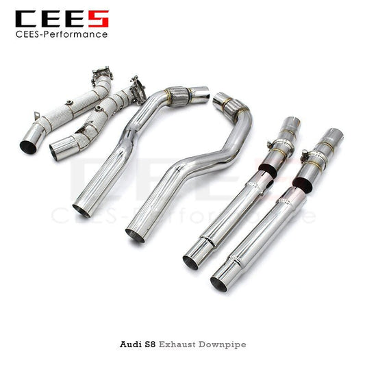 CEES Downpipe for Audi S8 4.0T 13-2016 Stainless Steel Catless Downpipe Without Catalyst Exhaust System Car Catalytic Converters