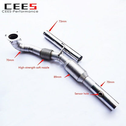 CEES Downpipe for VW GOLF GTI MK6 2.0T 2009-2013 Exhaust System Stainless Steel Pipe High Performance Exhaust No Cat Downpipe