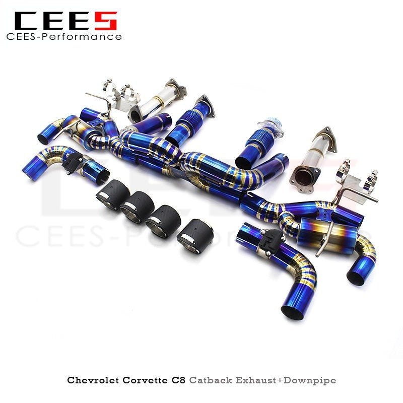 CEES Catback Exhaust for Chevrolet Corvette C8 2019-2023 Performance Titanium Downpipe Exhaust Pipe Tuning Valve Muffler Car Exhaust System