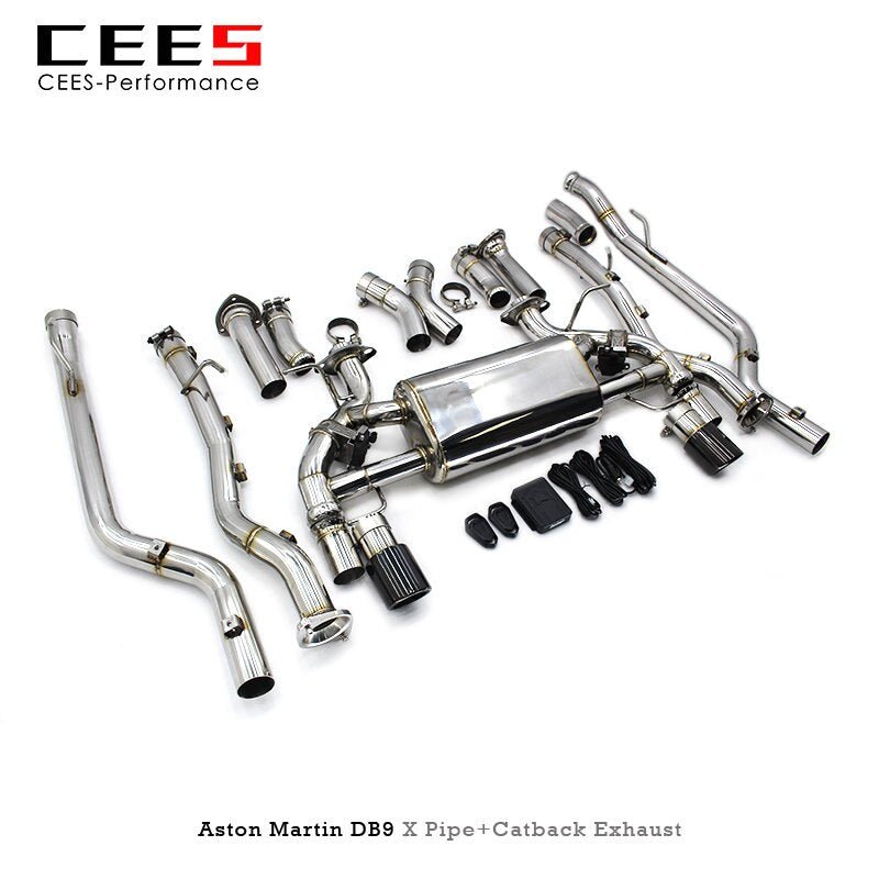 Catback udstødning og X-rør til Aston Martin DB9 6.0L 2012-2016 Rustfrit stål udstødningsrør Lydpotte escape udstødningssystem 