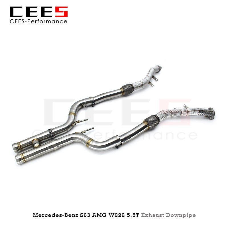 CEES Catless downpipe til Mercedes-Benz S63 AMG W222 4.0T 2018-2022 Rustfrit stål udstødningsydelse uden katalysator