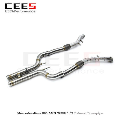 CEES Catless downpipe til Mercedes-Benz S63 AMG W222 4.0T 2018-2022 Rustfrit stål udstødningsydelse uden katalysator