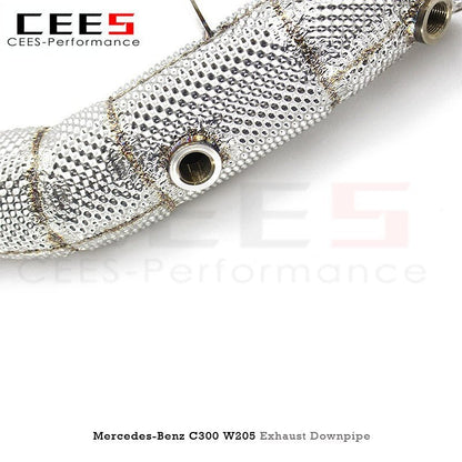 CEES Downpipe For Mercedes-Benz C300 W205 2015-2023 CarTuning Exhaust Pipe 304 Stainless Steel Exhaust Downpipe Without Catalyst