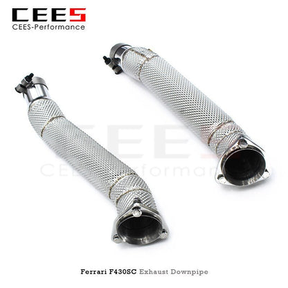 CEES Exhaust Downpipe for Ferrari F430 SC 4.3L 2005-2009 Without Catalyst Stainless Steel Catless Downpipe Exhaust Test Pipe