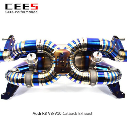 CEES Catback for AUDI R8 V8/V10 2010-2015 Tuning Racing Performance Titanium Valve Mufflers Car Exhaust Assembly System Pipe