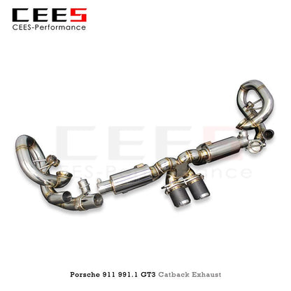 CEES Racing Exhaust System for Porsche 911 991.1 GT3 3.8T 2010-2019 Performance Tuning Valve Control SS304 Muffled Exhaust Pipes