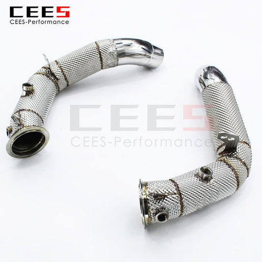 CEES Exhaust System For BMW M5 M6 F06 F10 F18  Header With Catalyst Test Pipe Converter High Flow Catted Exhaust Downpipe