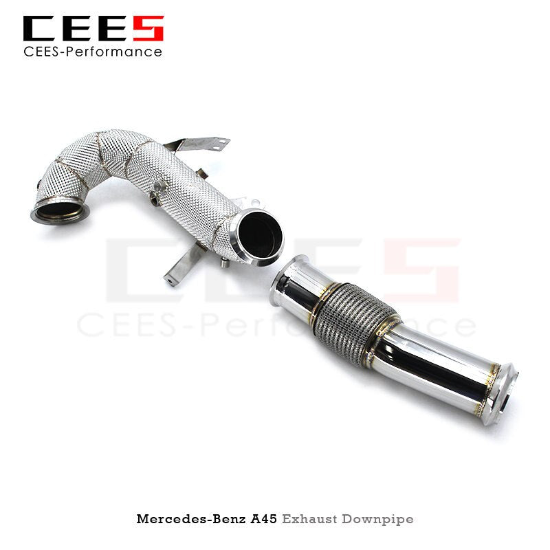 CEES Performance Downpipe for Mercedes-Benz A45 CLA45 National 6 2.0T Downpipe Exhaust System with Heat Shield Exhaust Downpipe