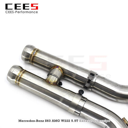 CEES Catless Downpipe for Mercedes-Benz S63 AMG W222 4.0T 5.5 2014-2022 Stainless Steel Exhaust Performance Without Catalyst nocat