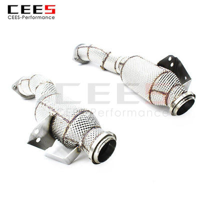 CEES Downpipe For Mercedes-Benz C43 AMG 3.0T 2016-2023 High Performance Catless Downpipe Exhaust Pipe Catalytic Converters