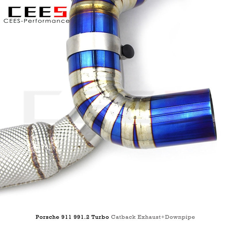 CEES Performance Tuning Catback Exhaust for Porsche 911 991.2 Turbo S 3.8T 2017-2019 Titanium Exhaust Pipe Exhaust Downpipe