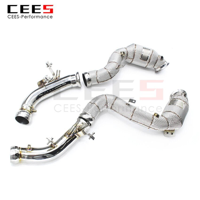 CEES Exhaust System For Mercedes Benz E63 AMG  Headers With Catalyst Test Pipe Converter High Flow Catted Exhaust Downpipe