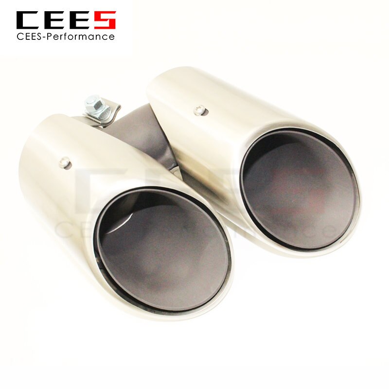 CEES Universal Tail Throat For PORSCHE MACAN 2015-2021Stainless Steel Y Shape Double Exit Exhaust Pipe Muffler