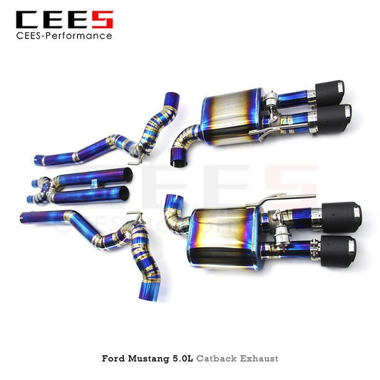 CEES Catback udstødning til Ford Mustang 3.7 5.0L 2011-2019 Tuning Performance Titanium Valve Control Udstødningssystem Carbon Tip