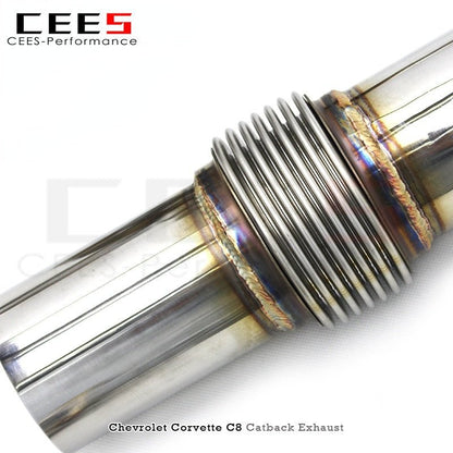 CEES Catback Exhaust for Chevrolet CORVETTE C8 2019-2023 SS304 Performance Escape Car Exhaust System Tuning Valve Exhaust Pipe