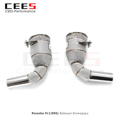 CEES Performance Exhaust Downpipe for PORSCHE 911 (992) 2020- Without Catalyst Catless Downpipe Exhaust Pipe Catalytic Converter