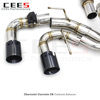 CEES Catback Exhaust for Chevrolet CORVETTE C8 2019-2023 SS304 Performance Escape Car Exhaust System Tuning Valve Exhaust Pipe