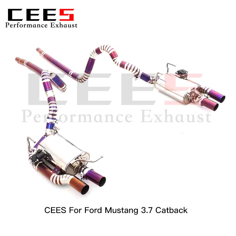 CEES For Ford Mustang 3.7 Tuning Performance Titanium Valve Catback Exhaust System VS Stainless Steel Valve Mufflers