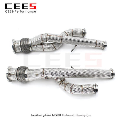 CEES Exhaust Manifold Header for Lamborghini Aventador LP700-4 6.5 2011-2016 Performance Without Catalyst Downpipe Test Pipe