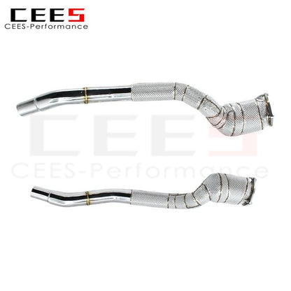 CEES Exhaust Downpipe for Ferrari FF 6.3 2011- Stainless Steel with Catalyst High Flow Catted Catalytic Converters Headers