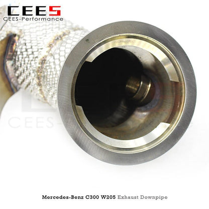 CEES Downpipe For Mercedes-Benz C300 W205 2015-2023 CarTuning Exhaust Pipe 304 Stainless Steel Exhaust Downpipe Without Catalyst