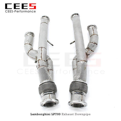 CEES Exhaust Manifold Header for Lamborghini Aventador LP700-4 6.5 2011-2016 Performance Without Catalyst Downpipe Test Pipe