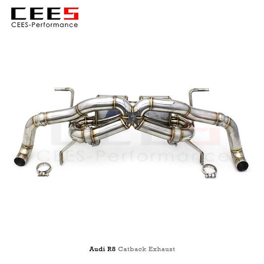 CEES Exhaust Pipe for Audi R8 4.2/5.2 2017-2023 High Polished Stainless Steel Exhaust Muffler Performance Exhaust Valve Control