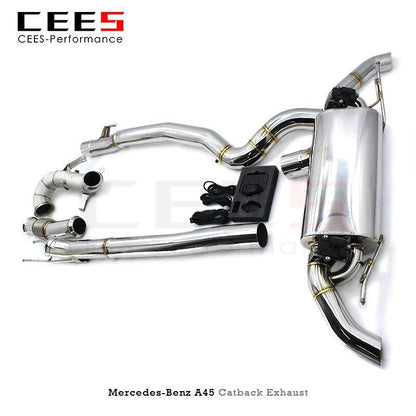 CEES Catback Exhaust Downpipe For Mercedes-Benz A45 AMG 2.0T 2014- Stainless Steel Exhaust valve control  Exhaust System