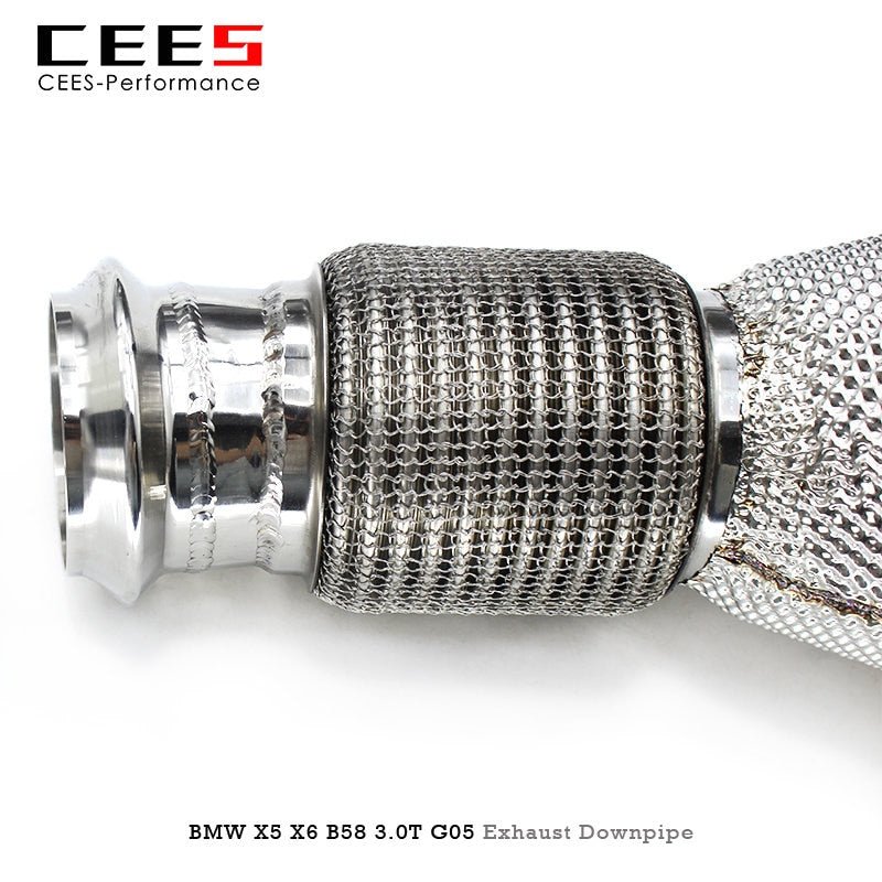 CEES  Downpipe for BMW X5/X6 B58 3.0T G05 2019-2022 High Flow Catted Performance Downpipe Exhaust with Catalyst Downpipe