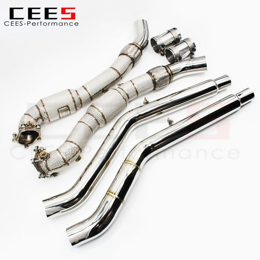 CEES Exhaust Downpipe for Audi S6/S7 C7 4.0T 2013-2018 Stainless Steel with Catalyst 100 200cell/300cell Catalytic Converters