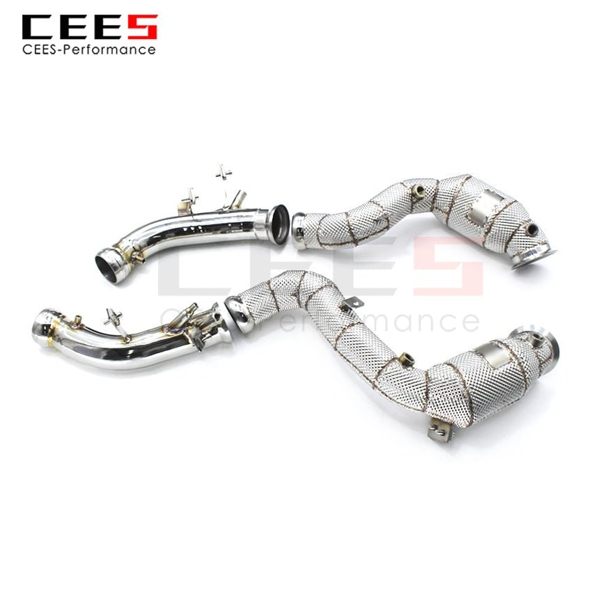 CEES Exhaust System For Mercedes Benz E63 AMG  Headers With Catalyst Test Pipe Converter High Flow Catted Exhaust Downpipe