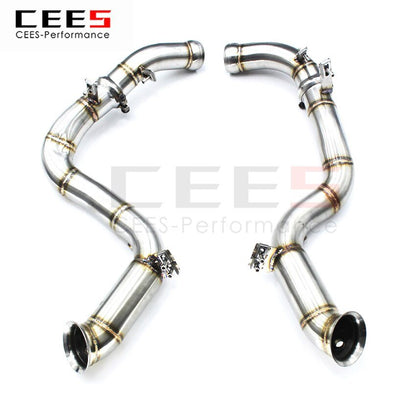 CEES Exhaust System For Mercedes Benz GLC63 AMG Headers Without Catalyst No cat Downpipe Manifold Stainless Steel Car Accessorie