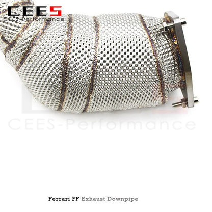 CEES Exhaust Downpipe for Ferrari FF 6.3 2011- Stainless Steel with Catalyst High Flow Catted Catalytic Converters Headers