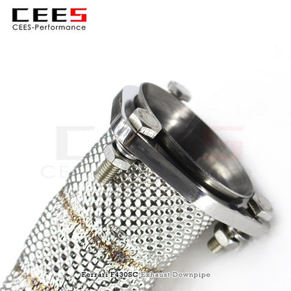 CEES Exhaust Downpipe for Ferrari F430 SC 4.3L 2005-2009 Without Catalyst Stainless Steel Catless Downpipe Exhaust Test Pipe