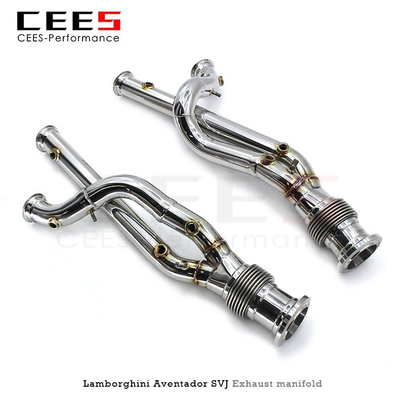 CEES Exhaust Downpipe for Lamborghini Aventador SVJ 2011-2019 Without Catalyst Catless Downpipe Stainless Steel Exhaust Pipe