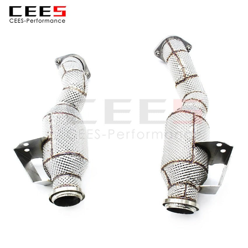 CEES Downpipe For Mercedes-Benz C43 AMG 3.0T 2016-2023 High Performance Catless Downpipe Exhaust Pipe Catalytic Converters