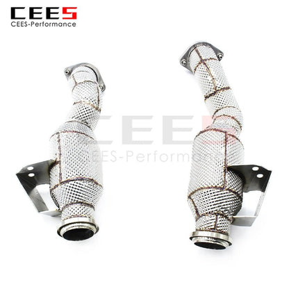 CEES Downpipe For Mercedes-Benz C43 AMG 3.0T 2016-2023 High Performance Catless Downpipe Exhaust Pipe Catalytic Converters