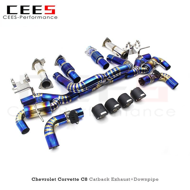 CEES Catback Exhaust for Chevrolet Corvette C8 2019-2023 Performance Titanium Downpipe Exhaust Pipe Tuning Valve Muffler Car Exhaust System