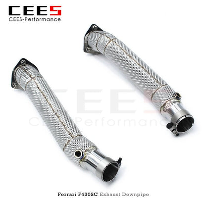 CEES Exhaust Downpipe for Ferrari F430 SC 4.3L 2005-2009 Without Catalyst Stainless Steel Catless Downpipe Exhaust Test Pipe