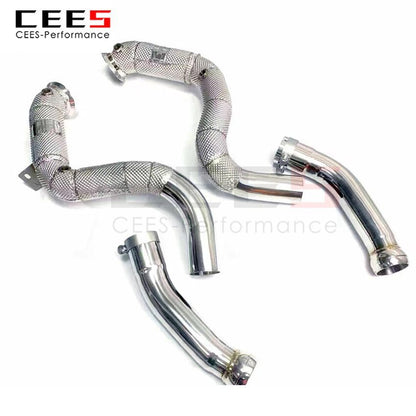 CEES Exhaust System For Mercedes-Benz E63 AMG Headers Without Catalyst No cat Downpipe Manifold Stainless Steel Car Accessories