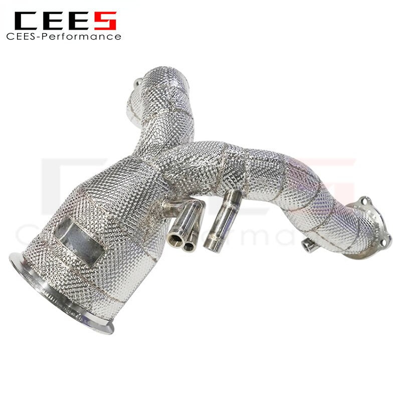 CEES Downpipe for Porsche Cayenne 970 2.9 3.0 2017- Exhaust System Downpipe SS304 Performance Exhaust Downpipe with Catalyst