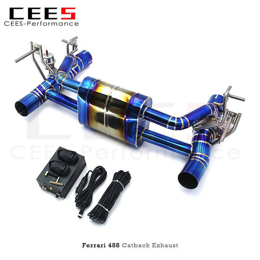 CEES Muffler Exhaust System Pipe Tuning High-performance Tuning Escape For Ferrari 488 2015-2019 Titanium Valve Catback