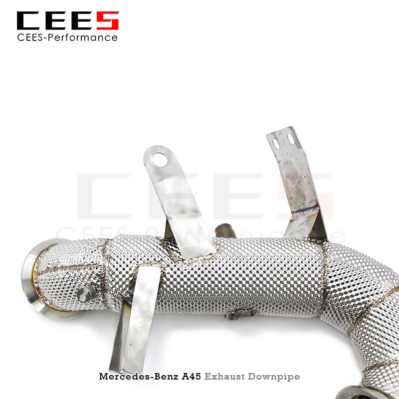 CEES Performance Downpipe for Mercedes-Benz A45 CLA45 National 6 2.0T Downpipe Exhaust System with Heat Shield Exhaust Downpipe